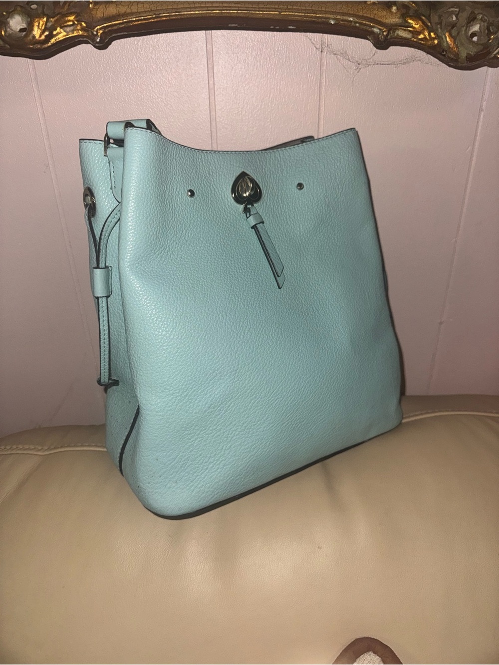 kate spade light aqua leather bucket shoulder bag - Picture 4 of 15